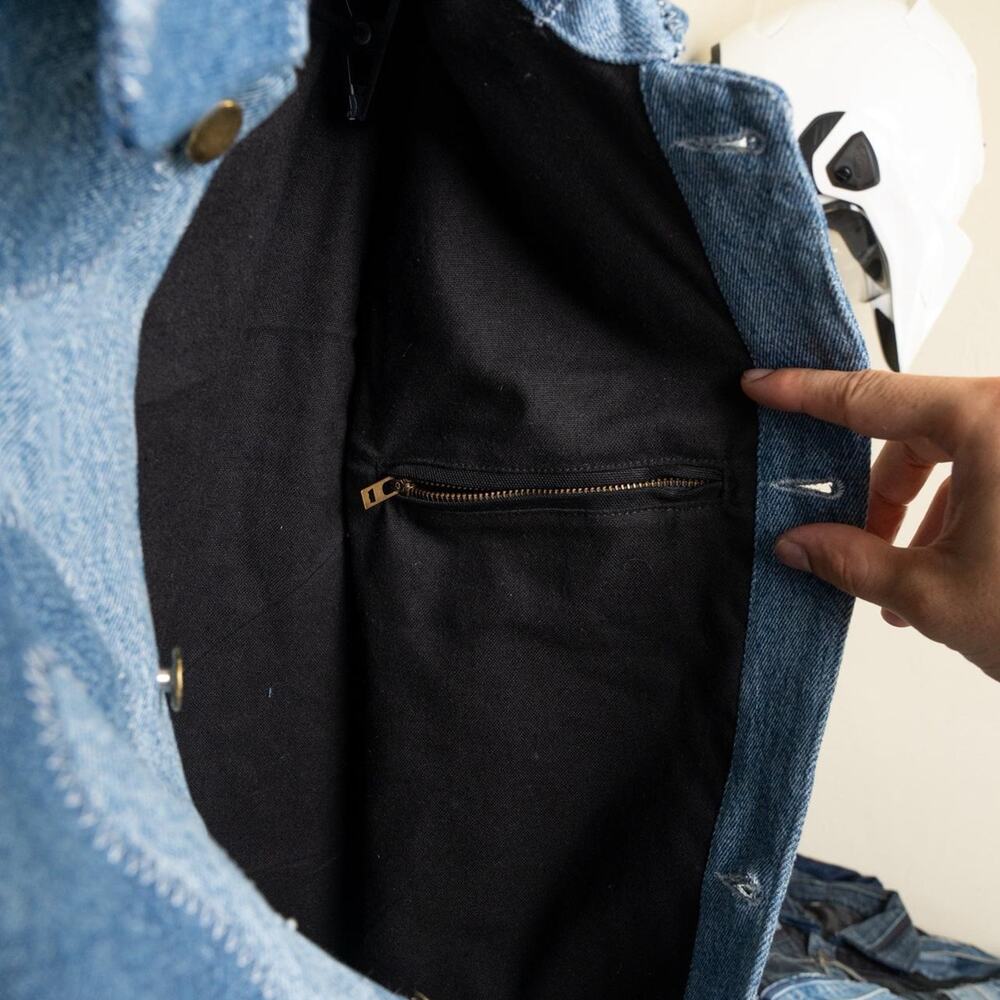 Custom Upcycled Patchwork Denim Jacket - image 5